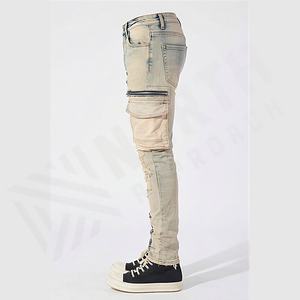 Pantalones Vaqueros de Mezclilla Vintage para Hombre de Alta Calidad, Personalizados, Lavados a la Piedra, Rectos, Desgastados, con Rasgaduras, Color Personalizado - Product Image 3