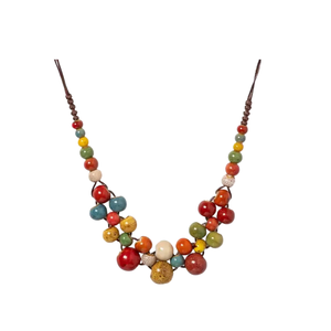 Collar de cuentas de cerámica colorido hecho a mano para viajar y uso diario casual - Product Image 2