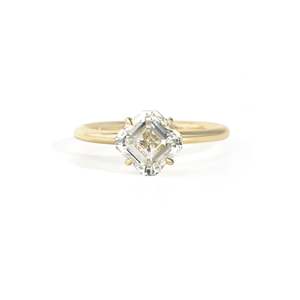 Anillo de diamante con corte Asscher impecable, 2 quilates, D-F VVS1-VS2, diamante cultivado en laboratorio, en oro amarillo de 14K y 18K, para fiesta de compromiso - Product Image 1