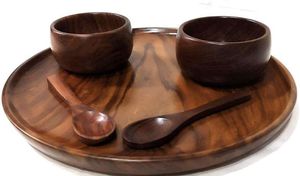 Ensemble de bols à fruits secs en bois de manguier poli avec écorce d'arbre moderne écologique et élégant - Product Image 6