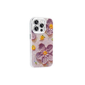 Coque de téléphone en silicone rigide SENK Garden Luxury Flower Pattern Rhinestone pour iPhone 15 Pro 13 Pro Max Plus, protection intégrale - Product Image 3