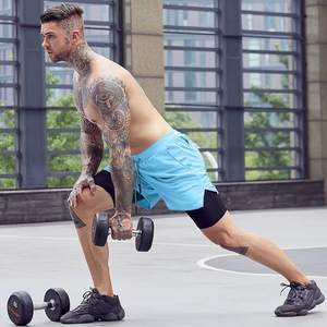 Vêtements 2 en 1 pantalon Double couche Sport personnalisé 2-en-1 short en maille Joggers Fitness athlétique entraînement gym Shorts pour hommes - Product Image 6