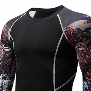 Pas cher Prix Exigible Hommes Rash Guard Spandex MMA Rash Guard Compression À Manches Longues BJJ Rash Guard - Product Image 4