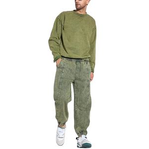 Sweat-shirts pour hommes en molleton 100% coton épais, délavés à l'acide, col rond uni, pull vierge personnalisable avec logo 2026 - Product Image 1