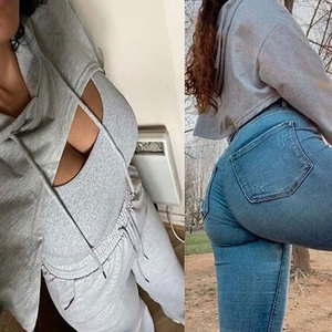Temporada de invierno Uso Mujeres Crop Cut Hoodies Algodón/Poliéster Hecho Secado rápido Transpirable Anti-pilling Crop Cut Hoodies para mujer - Product Image 6