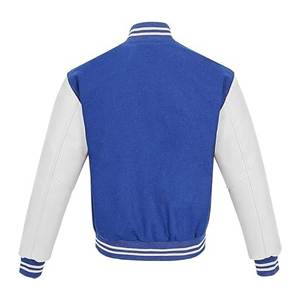 Chaqueta universitaria personalizada para hombre, chaqueta de béisbol con letras de lana y mangas de cuero, estilo bombardero vintage, OEM ODM, ropa de equipo - Product Image 2