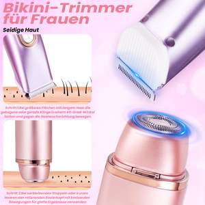 Afeitadora Eléctrica 2 en 1 de Doble Cabezal para Mujer, Recortadora de Bikini Húmeda y Seca con Doble Cuchilla para Cara, Piernas, Brazos y Axilas, Afeitadora Rotatoria - Product Image 3