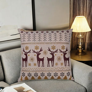 ปลอกหมอนอิงปักลายกวางเรนเดียร์คริสต์มาส งานฝีมือ 100% ผ้าฝ้าย เป็นมิตรกับสิ่งแวดล้อม ตกแต่งด้วยงานปักเลื่อม เหมาะสำหรับใช้ในบ้านและโรงแรม - Product Image 5