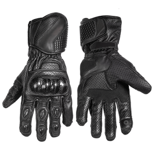 Gants de moto unisexes en cuir avec écran tactile en fibre de carbone au poignet - Product Image 4