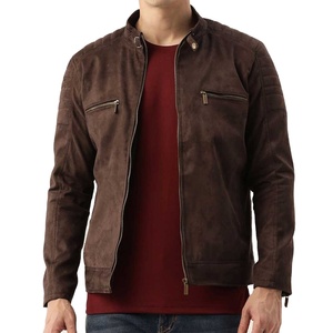 Chaqueta de Motociclista de Cuero de Gamuza para Hombre, Estilo Lujoso, Alta Calidad, Cuello Alto, Transpirable, Invierno, Gran Personalidad - Product Image 1