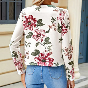 เสื้อแจ็กเก็ตด้านหน้าแบบเปิดพิมพ์ลายดอกไม้สำหรับผู้หญิงเสื้อผ้าที่ระบายอากาศได้ดีสำหรับฤดูใบไม้ผลิและฤดูใบไม้ร่วง - Product Image 4