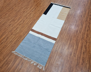 Alfombra de corredor de algodón tejida a mano de estilo marroquí con mechones y lavables para pasillo de entrada y escaleras para uso doméstico - Product Image 1