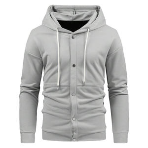 เสื้อฮู้ดดี้แบบซิปทรงโอเวอร์ไซส์สำหรับทุกเพศ สไตล์กระดุมใหม่ แห้งเร็ว ระบายอากาศได้ดี สีพื้น ไซส์พลัส สำหรับผู้ชาย ฤดูหนาว มีกระเป๋าปักลาย - Product Image 3