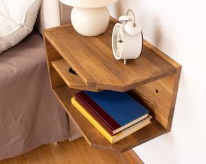 Handmade Floating Wood Nightstand with Storage Modern Wall Mounted Bedside <b>Shelf</b> <b>Bedroom</b> Furniture Gift <b>for</b> Home - Product Image 3