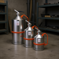 Burkle GmbH Bidons de sécurité portables en acier inoxydable de 1 L pour le transfert d'huile chimique, accessoires d'équipement de lutte contre les incendies de classe A/B