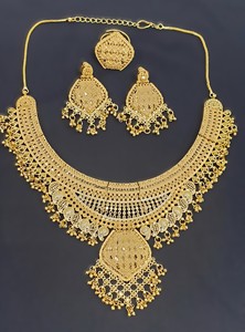 Conjunto de joyería informal para aniversario de boda, la mejor selección, nuevo diseño, Collar chapado en oro de 24 quilates, pendiente, anillo, cuatro gramos, superventas - Product Image 6