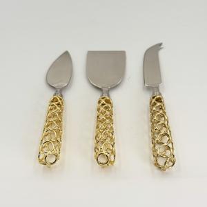 Ensemble d'outils à fromage en acier inoxydable de style nouveau, manche plaqué or, couteaux à fromage, couteau à gâteau et ensemble à fromage, vente en gros à bas prix - Product Image 3