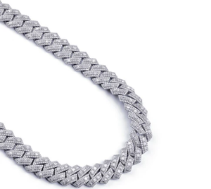 Collar de Plata de Ley con Dijes de Moissanita VVS1 Estilo Hip Hop, Pasa el Test de Diamantes, Cadena Cubana Zigzag Completamente Engastada - Product Image 2