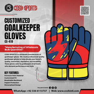 Gants de gardien de but professionnels bleu marine rouge à coupe négative avec motif jaune et zone de frappe en silicone 3D injecté - Product Image 6