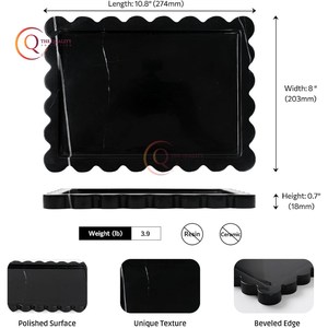 Plateau de service en marbre noir fait à la main avec plateau décoratif unique plateau de service plaqué alimentaire pour maisons et hôtels, nouvel arrivage - Product Image 3