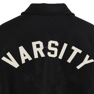 Veste de baseball en cuir à fermeture éclair avec logo patchwork personnalisé streetwear, veste ample de printemps pour hommes - Product Image 3