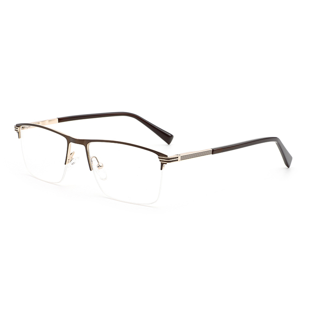Men's Rectangle Style Optical Computer Glasses Geometric Pattern Custom OEM Manufactured Full-Rim Metal Spectacle Frames Fashion