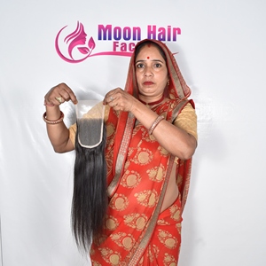 Fermeture de qualité d'exportation 4*4 extensions de cheveux raides texture douce et soyeuse longue indienne épaisse pour l'homme disponible à la vente à l'exportation - Product Image 4