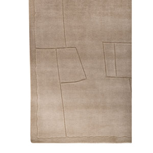 Alfombra de Lana Tejida a Mano Tesoro Beige y Marrón, Tamaño Grande, Diseño Abstracto, Estilo Boho, para Entrada, Pasillo, Modelo Hwl-494 - Product Image 4
