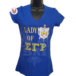 T-shirt en coton pour femmes avec broderie de la sororité Sigma Gamma Rho |   Sororité SGRho, maillot en coton et polyester brodé sur mesure pour femmes - Product Image 6