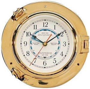 Brass Porthole <b>Tide</b> & Time <b>Clock</b> Navigation Marine Brass Ship Porthole <b>Clock</b> 15'' Ship Window Wall <b>Clock</b> - Product Image 3