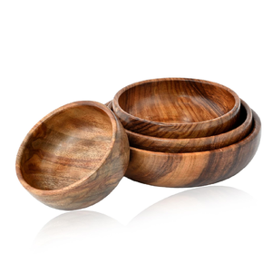 ชามเสิร์ฟไม้ธรรมชาติ รักษ์โลก สไตล์อเมริกัน ทำด้วยมือ พร้อมปรับแต่งสีและโลโก้ได้ - Product Image 1