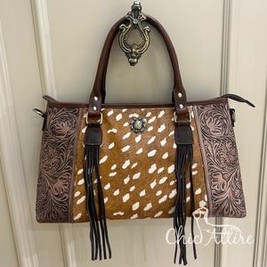 กระเป๋าโท้ทหนังสำหรับผู้หญิงพิมพ์ลายสัตว์ทำมือ100% หรูหราหนังแท้กระเป๋าช้อปปิ้งแบบมินิมอล - Product Image 1