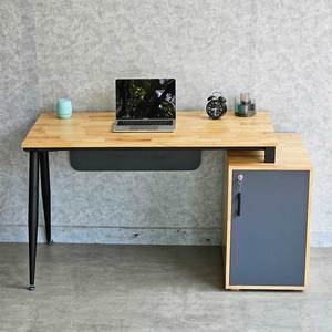 Escritorio de Oficina Moderno y Minimalista con Superficie de Madera de Caucho y Patas de Hierro 120x60cm HBCO058 - Product Image 5