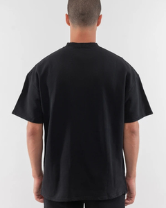 เสื้อยืดสีดำโอเวอร์ไซส์300 GSM สำหรับผู้ชายเสื้อยืดผ้าฝ้าย100% น้ำหนักมากออกแบบโลโก้ได้ตามต้องการ - Product Image 2