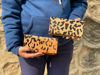 Dompet bulu kulit sapi asli untuk kulit, dompet bulu lipat dua, dompet genggam bulu jepret, dompet bulu kulit sapi asli lucu unik