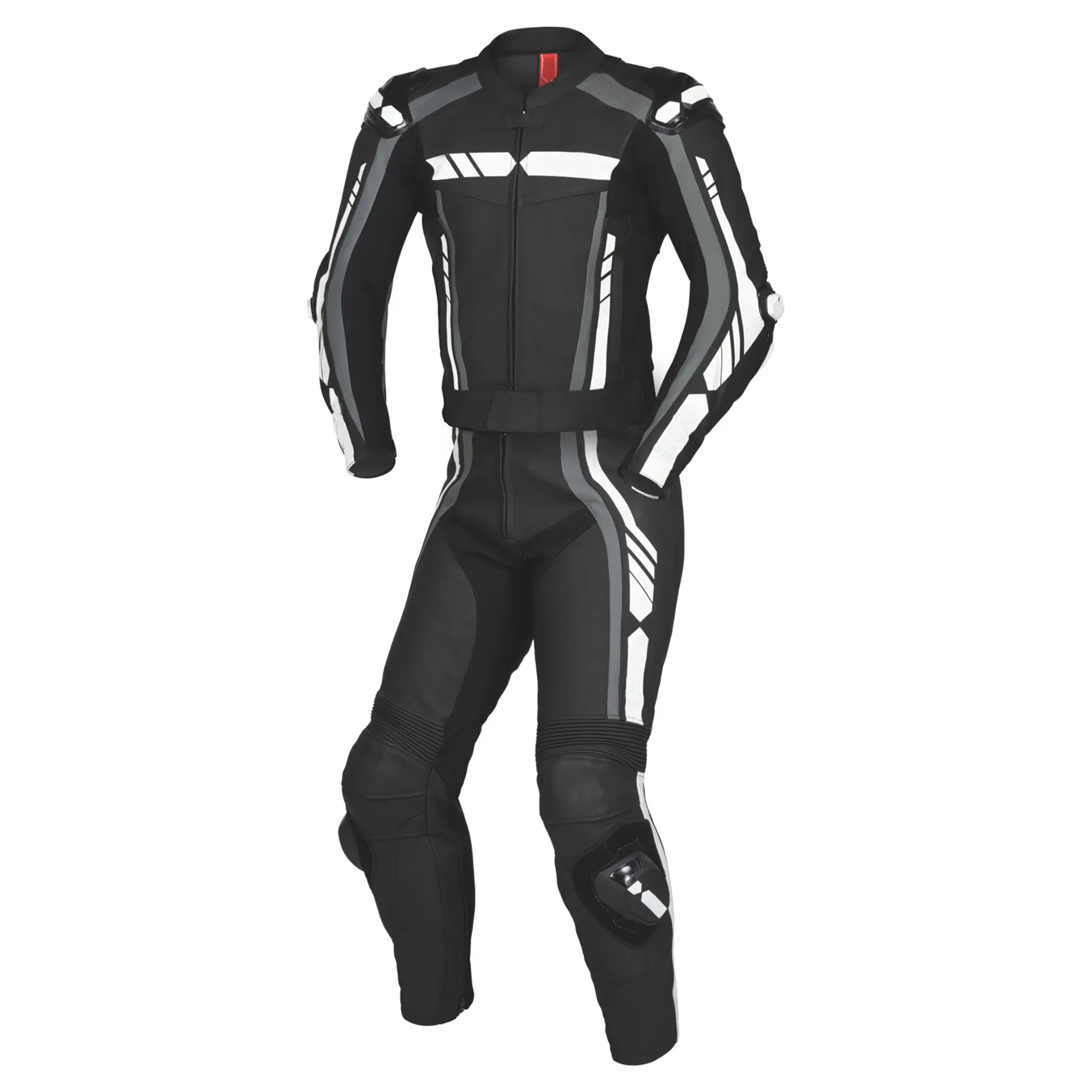 ユニークなスタイルの鎧保護付きのファッショナブルなメンズバイク本革ワンピーススーツ