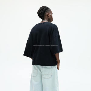 Alta calidad Unisex 300 Gsm algodón peso pesado camiseta de gran tamaño liso negro camisetas de gran tamaño impresión personalizada camiseta para hombres - Product Image 2