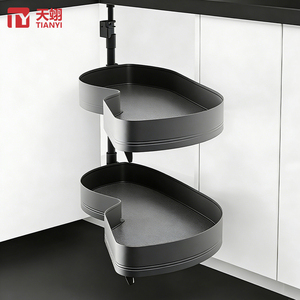 Cestello Girevole Premium in Alluminio a 2 Livelli per Angoli, Organizer per Mobile Base <span class=keywords><strong>Cucina</strong></span>, Cesto Portaoggetti Rotante per Angolo <span class=keywords><strong>Cucina</strong></span> - Product Image 1