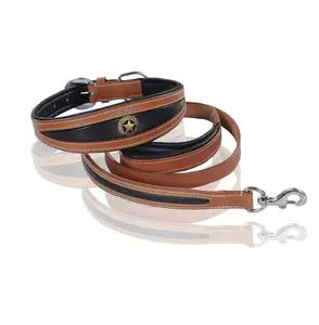 Wholesale Supply Heavy Duty Hand Tooled Leather Dog Collar With 6Ft Long Leash for Sale from Indian Supplier