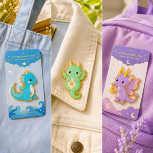 Pins en émail personnalisés, badges en métal Dragon de dessin animé, alliage de zinc plaqué or, émail dur, pins de revers artistiques de collection - Product Image 3