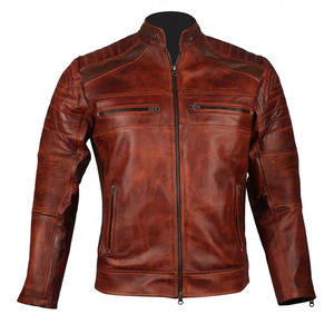 Blouson aviateur en cuir pour hommes OEM tissu en toile de haute qualité style motard de course col montant logo avant pour tenue décontractée - Product Image 1