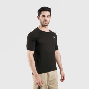 เสื้อยืดออกกำลังกายสีดำพื้นฐาน - Product Image 5