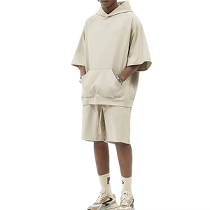2025/2026 Custom Sun faded <b>Men's</b> Short Set Two Pieces pullover Hoodie and Shorts Set cotton <b>Men</b> Pullover Hoodie and Shorts Set - Product Image 1