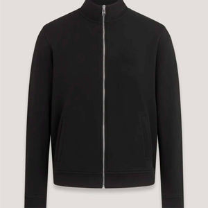 Veste zippée pour homme, couleur unie noire, fermeture éclair intégrale, col montant, sweat-shirt décontracté, coupe ajustée, vêtement d'extérieur léger, streetwear - Product Image 3