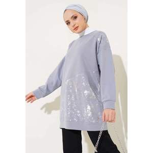 Tunique détaillée en feuille grise - Product Image 2