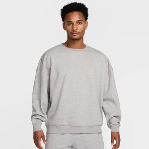 Sudadera de Forro Polar de Algodón 100% Azul, Estilo Jersey, Cuello Redondo, Holgada, con Hombros Caídos, Diseño Sólido, Personalizada para Hombre - Product Image 6