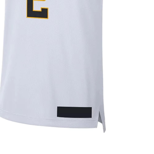 Maillot de basket-ball pour hommes, blanc et jaune, anti-boulochage, respirant, en polyester, personnalisable - Product Image 5