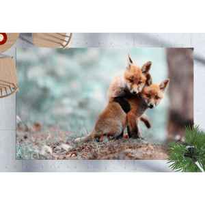 Tapis imprimé avec des animaux sauvages : renard, paysage forestier et motifs personnalisés, tapis doux non tissé - Product Image 1