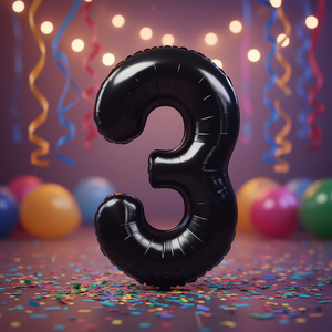 Globos de Fiesta con Número, Color Negro N3, 100 cm, Bolsa de 12 Unidades - Product Image 3
