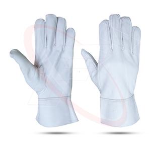 Venta caliente Premium piel de cabra cuero Tig soldadura guantes sin forro 7cm puño ala pulgar estilo Color blanco resistente guantes de seguridad - Product Image 2